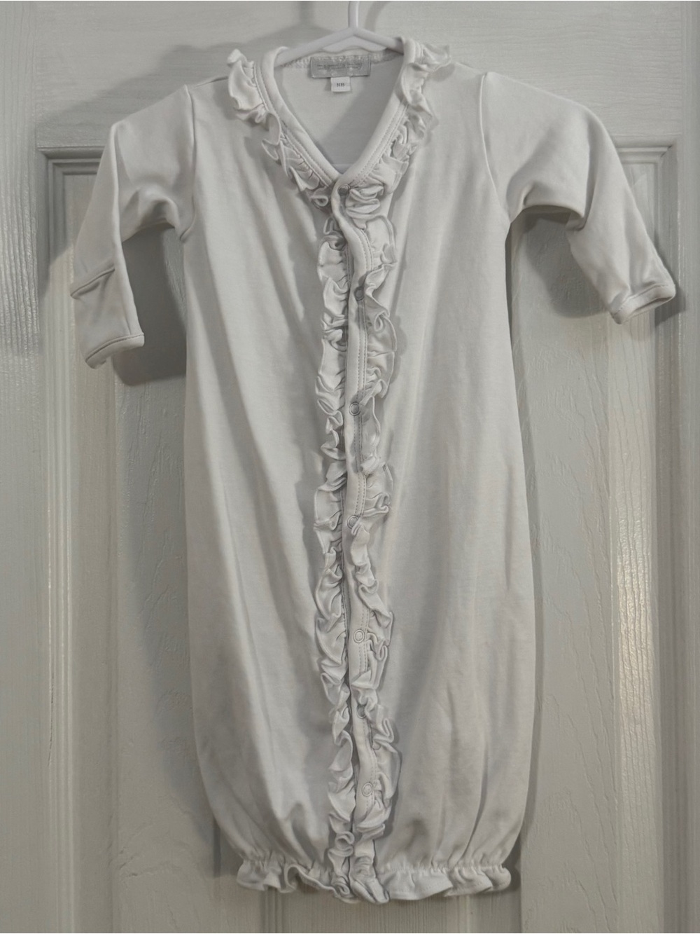 Magnolia Baby Girl Classic White Ruffle Convertible Sleep Gown Long Sleeve